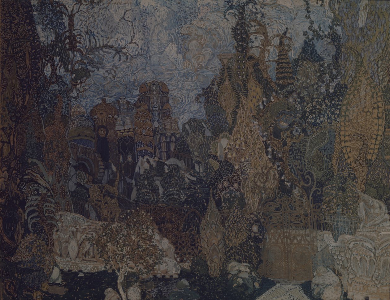 Scenedesign for balletten The Firebird av I. Stravinsky, 1910 av Aleksandr Jakovlevic Golovin