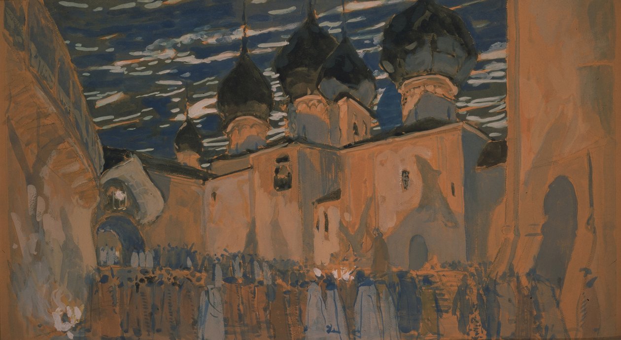 Scenedesign for operaen The Pskov Maiden av N. Rimsky-Korsakov, 1901 av Aleksandr Jakovlevic Golovin