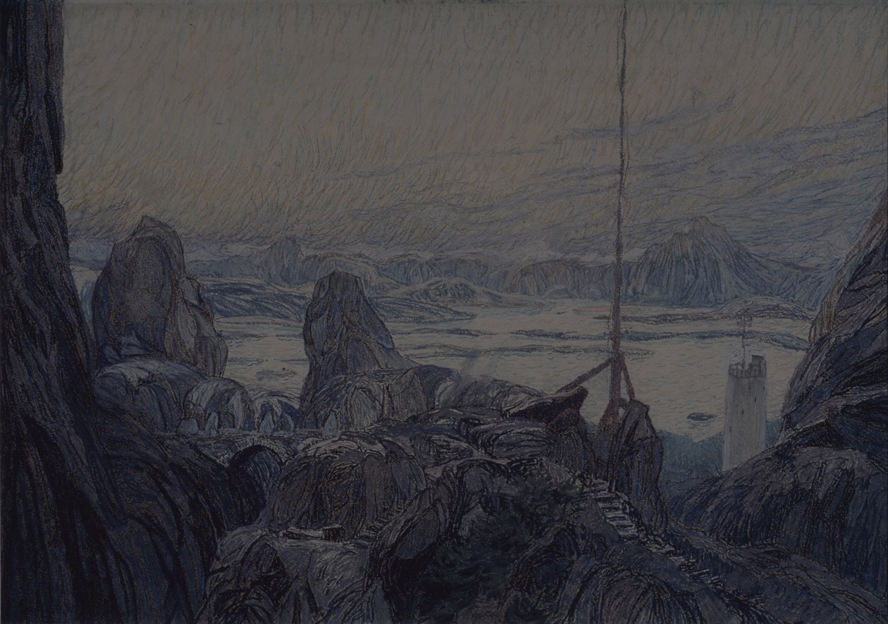 Scenografi til teaterstykket Fruen fra havet av H. Ibsen, 1905 av Aleksandr Jakovlevic Golovin