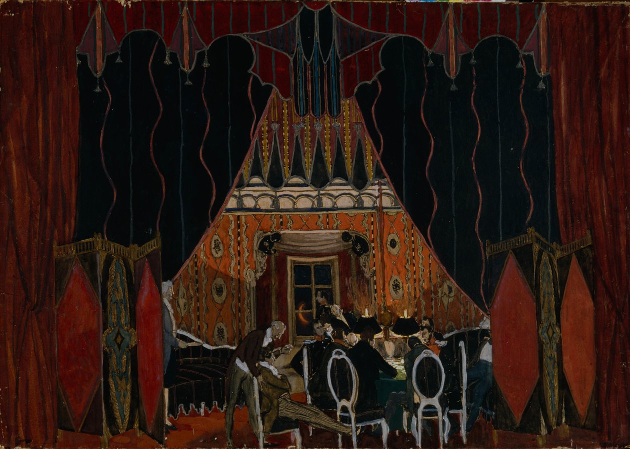 Scenedesign for teaterstykket The Masquerade av M. Lermontov, 1917 av Aleksandr Jakovlevic Golovin