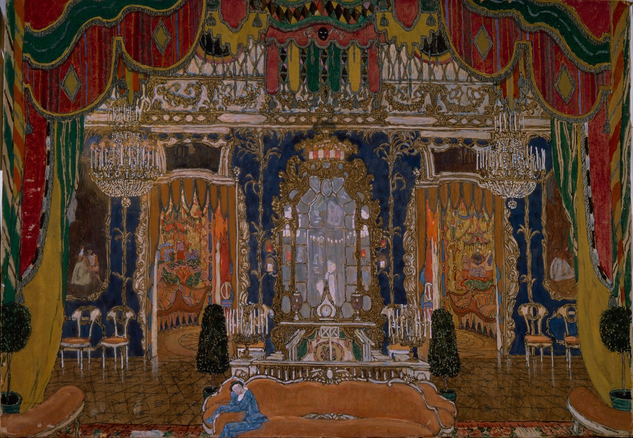 Scenedesign for teaterstykket The Masquerade av M. Lermontov, 1917 av Aleksandr Jakovlevic Golovin