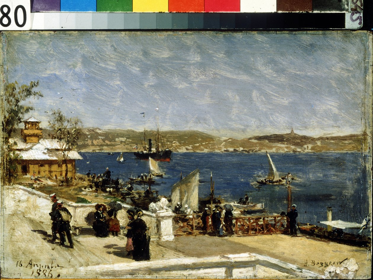 Promenade på kysten i Sevastopol (strandpromenaden i Sevastopol). Maleri av Alexander Karlovich Beggrov (1841-1914). Olje på lerret av Aleksandr Karlovich Beggrov