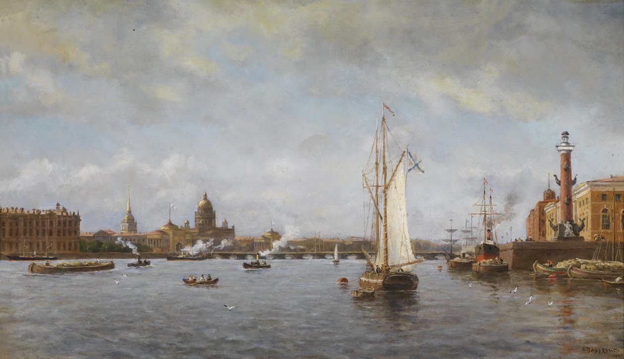 Utsikt over Neva ved Vasilyevsky Island, 1898 av Aleksandr Karlovich Beggrov