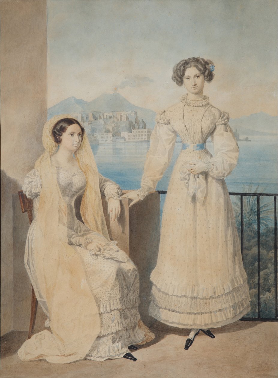 Portrett av søstrene grevinner Dorothea 1804-1863 og Catherine 1803-1888 von Tiesenhausen, 1825 av Aleksandr Pavlovich Bryullov