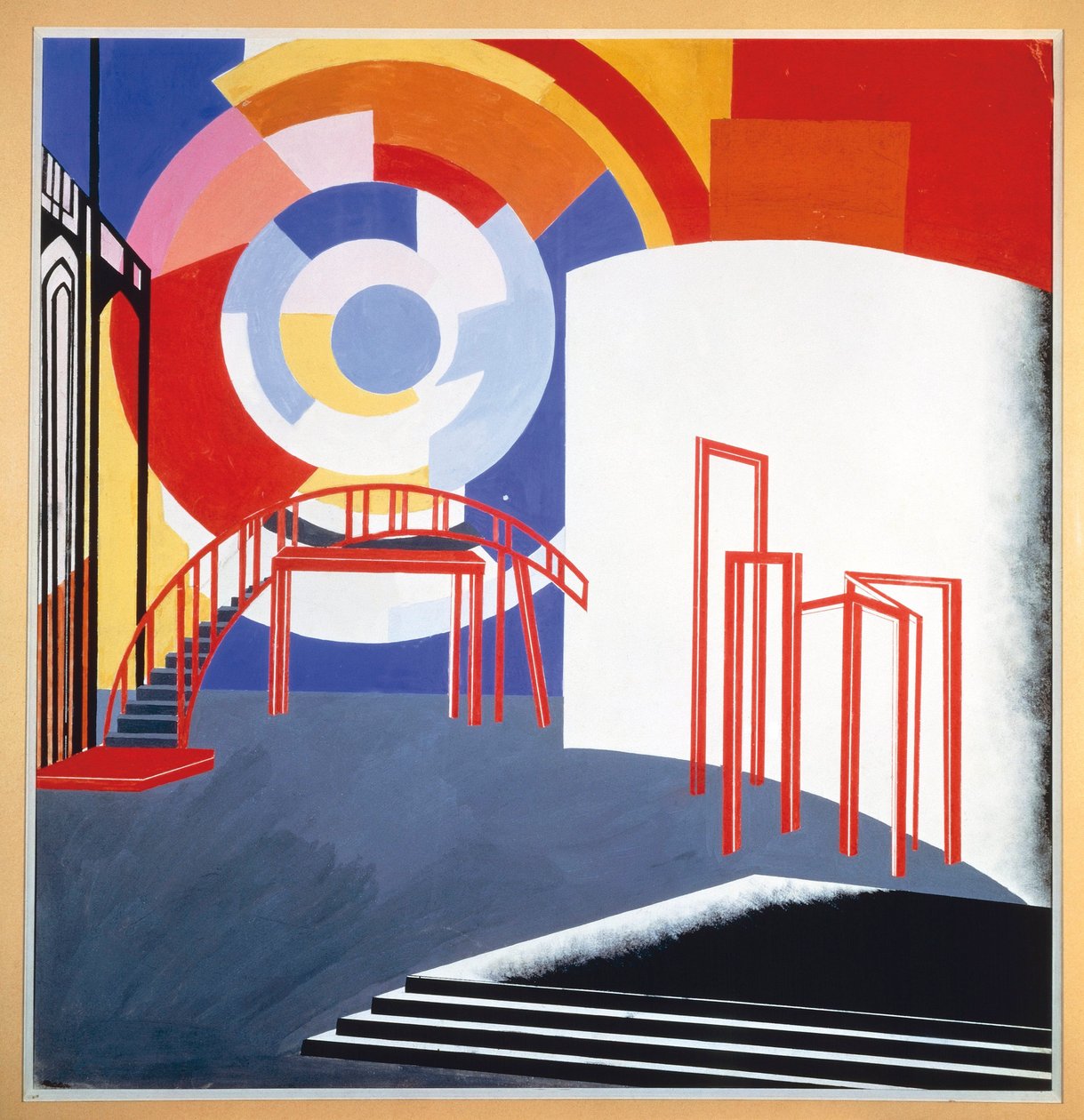 Skisse for et naturskjønn design, ca. 1924 (gouache på papir) av Aleksandra Aleksandrovna (1884 1949) Ekster