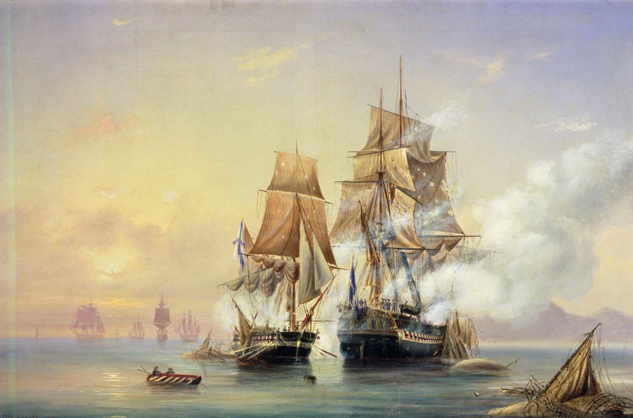 Den russiske kutteren Mercury fanger den svenske fregatten Venus 21. mai 1789, 1845 av Aleksei Petrovich Bogolyubov