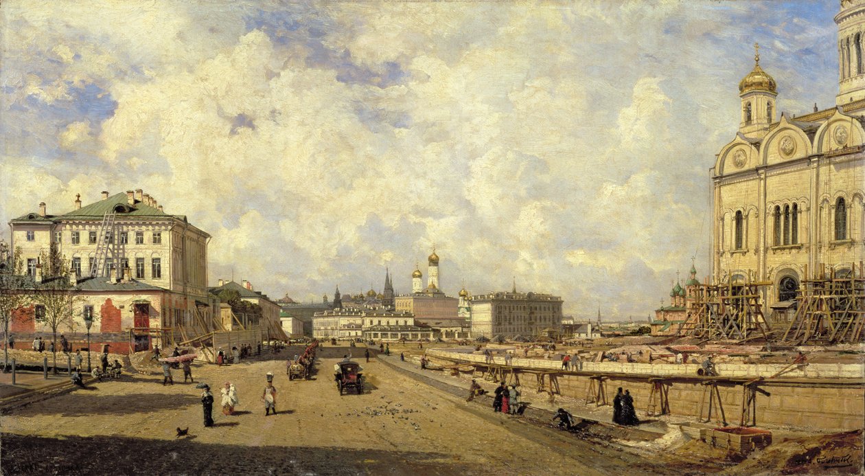 Utsikt over Kristus Frelser-katedralen i Moskva, 1880 av Aleksei Petrovich Bogolyubov