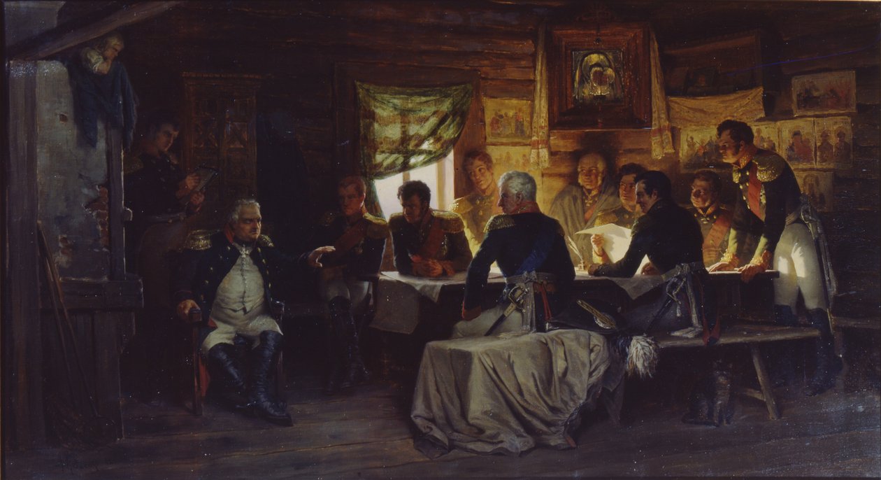 Militærrådet i landsbyen Fili nær Moskva 13. september 1812, 1882 av Aleksei Danilovich Kivshenko