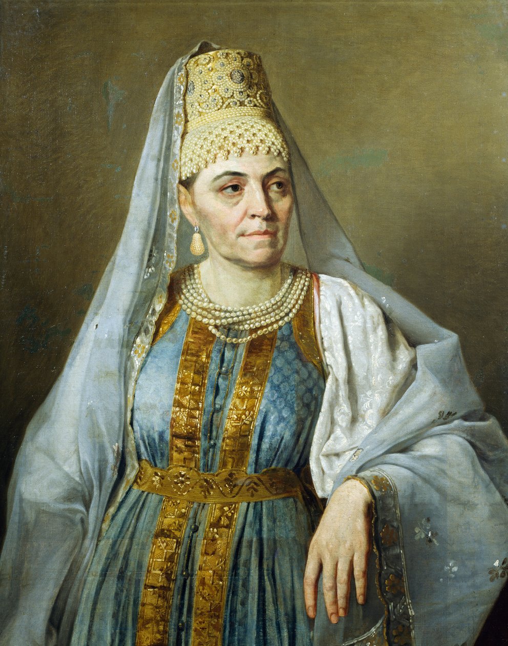 Portrett av Marfa Venetsianova i kostyme av Alexey Venetsianov (1780-1847), ca 1828 av Aleksei Gavrilovich Venetsianov