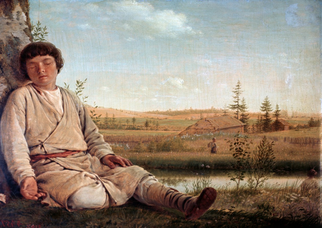 Sovende gjeter, av Aleksey Venetsianov (1780-1847) av Aleksei Gavrilovich Venetsianov