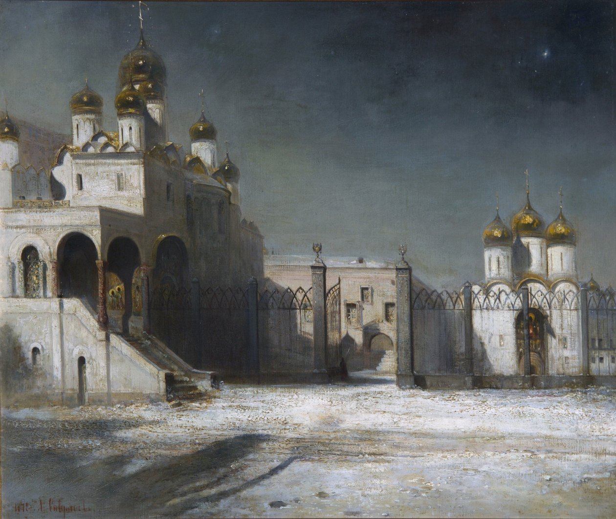 Katedralplassen i Kreml i Moskva om natten, 1878 av Alexei Kondratjewitsch Sawrassow