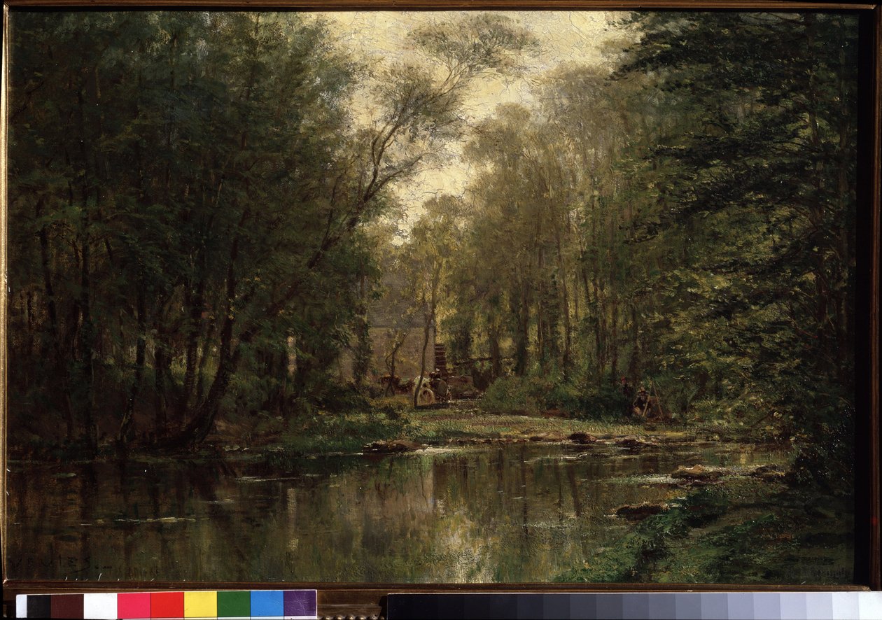 ""Landskapet til La Veules (eller Veulles) i Normandie"" Maleri av Alexei Petrovich Bogolyubov (Bogoliubov eller Bogolioubov) (1824-1896) 1871 State Tretyakov Gallery, Moskva av Aleksei Petrovich Bogolyubov