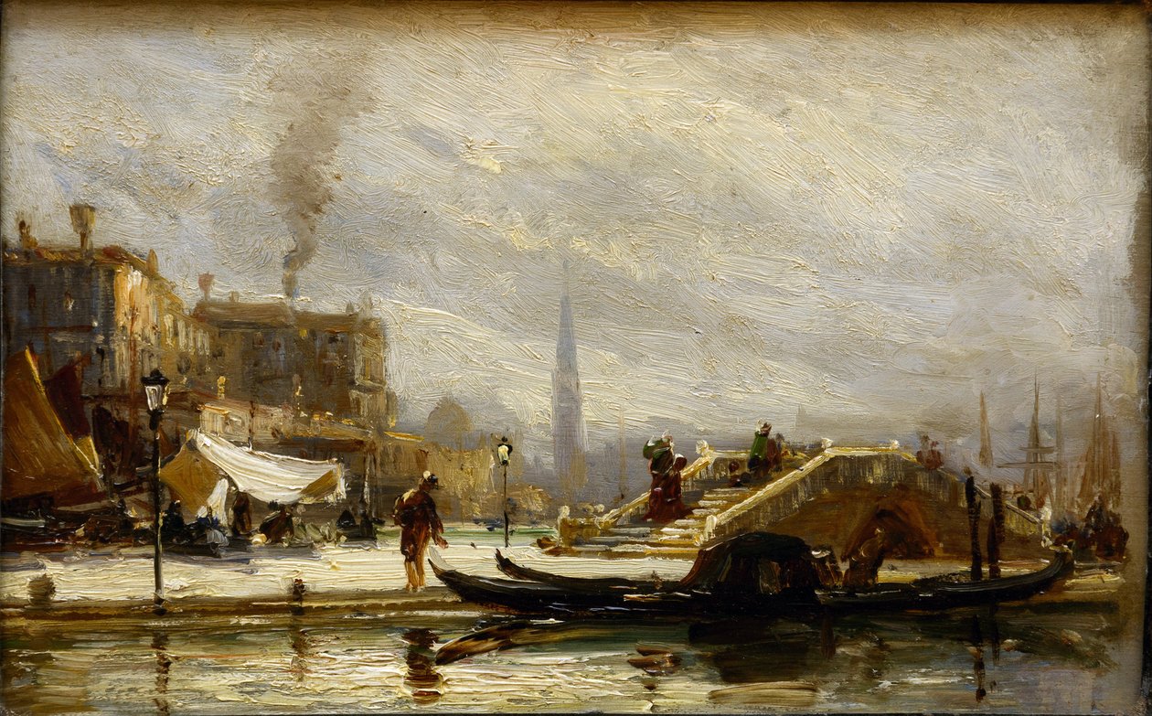 Venezia nær jernbanestasjonen. Noon par Bogolyubov (Bogolioubov), Alexei Petrovich (1824–1896) av Aleksei Petrovich Bogolyubov