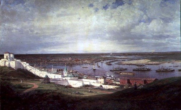 Utsikt over Nizhny Novgorod (olje på lerret) av Aleksei Petrovich Bogolyubov