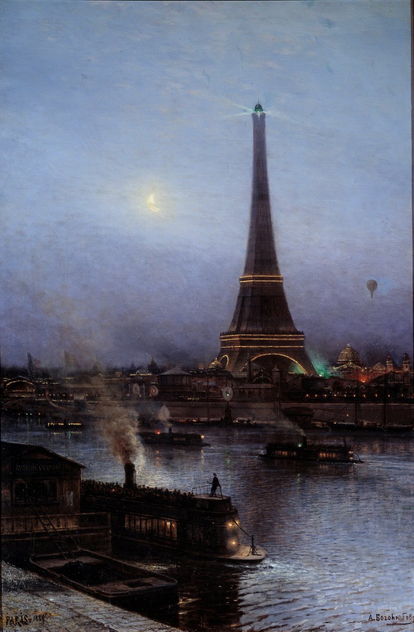 Utsikt over Eiffeltårnet om natten i 1889 Maleri av Alexei Petrovich Bogoliouboff av Aleksei Petrovich Bogolyubov