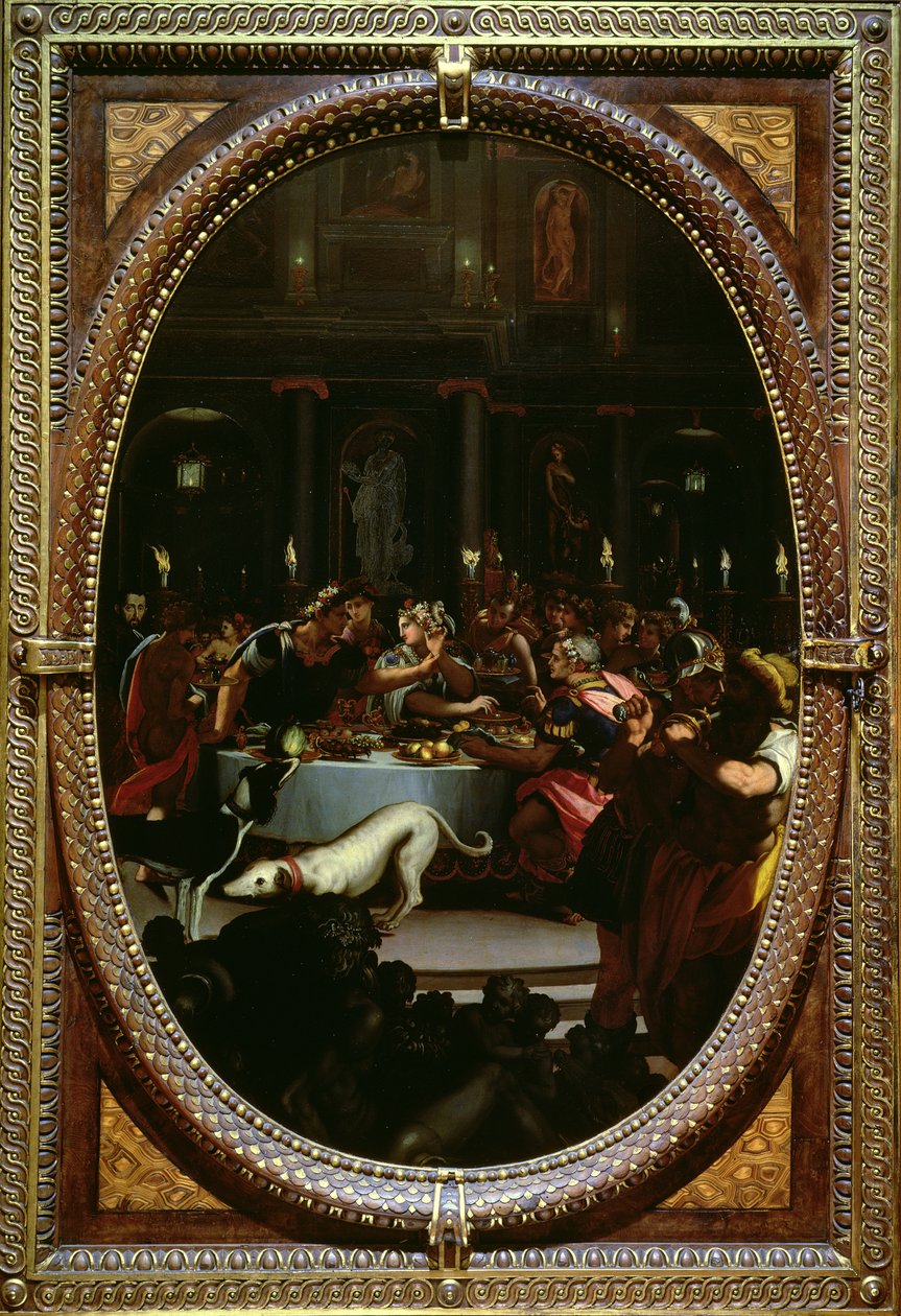 Cleopatras bankett, 1572 (skifer) av Alessandro Allori