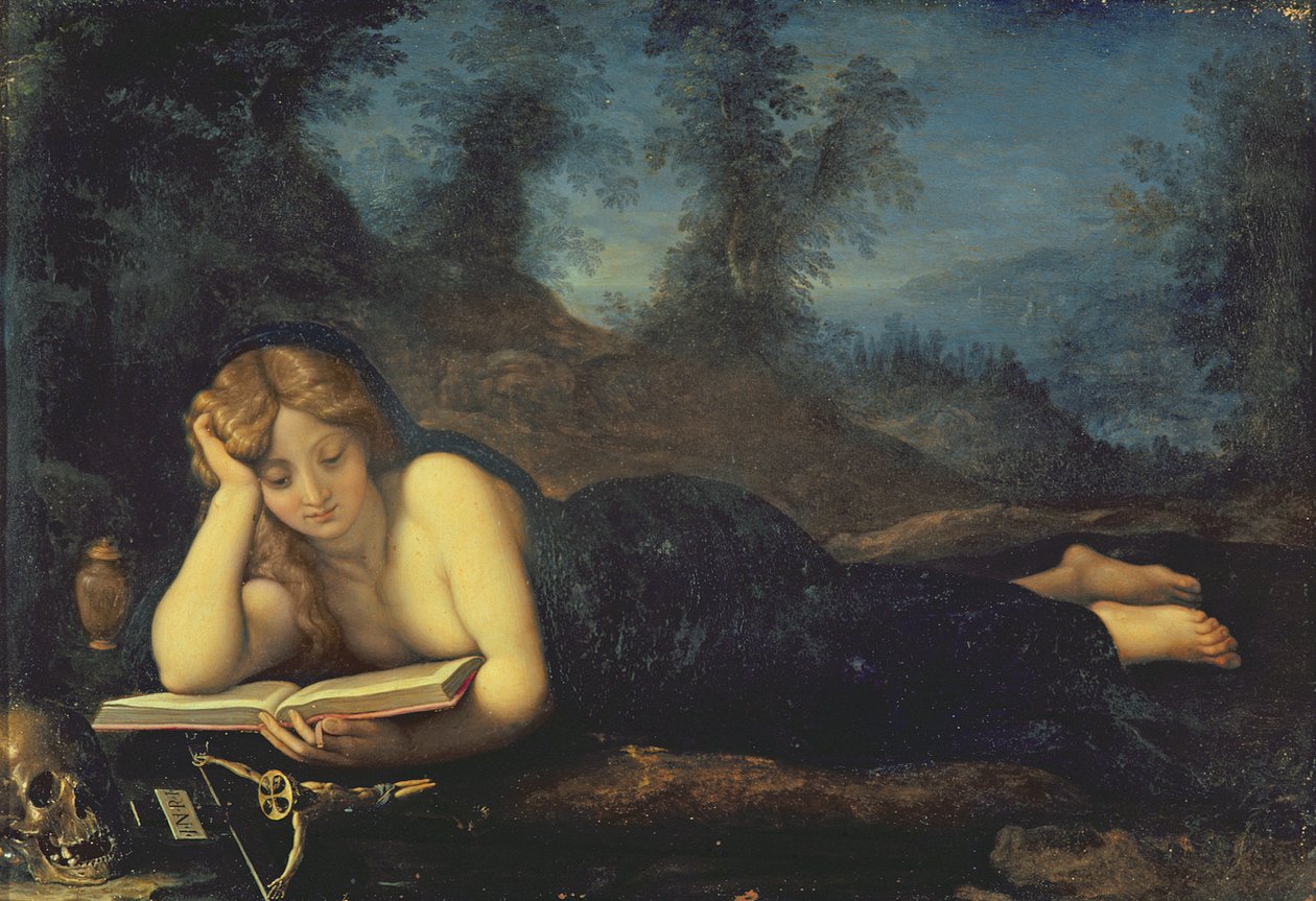 Maria Magdalena i ørkenen (olje på kobber) av Alessandro Allori