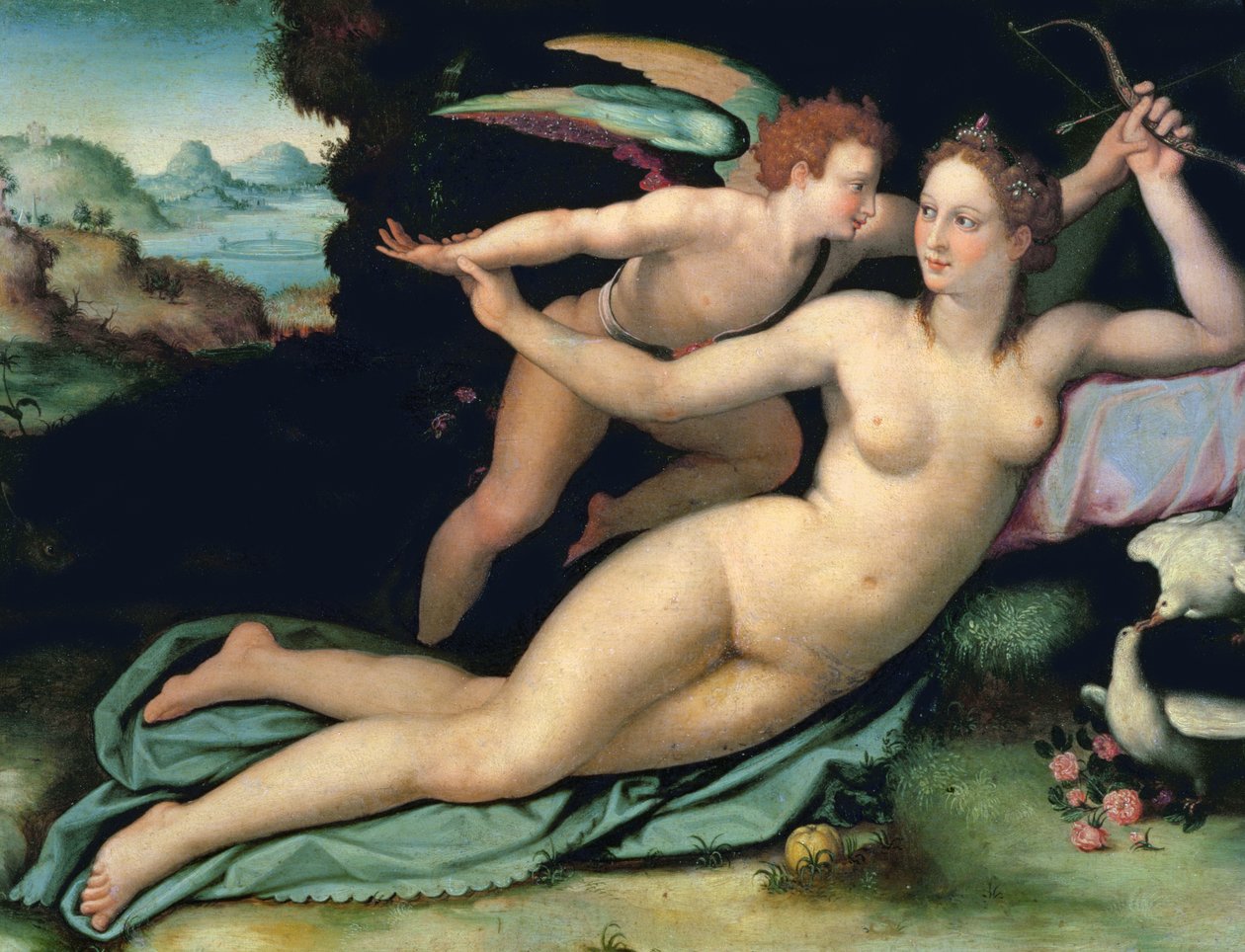 Venus og Amor av Alessandro Allori