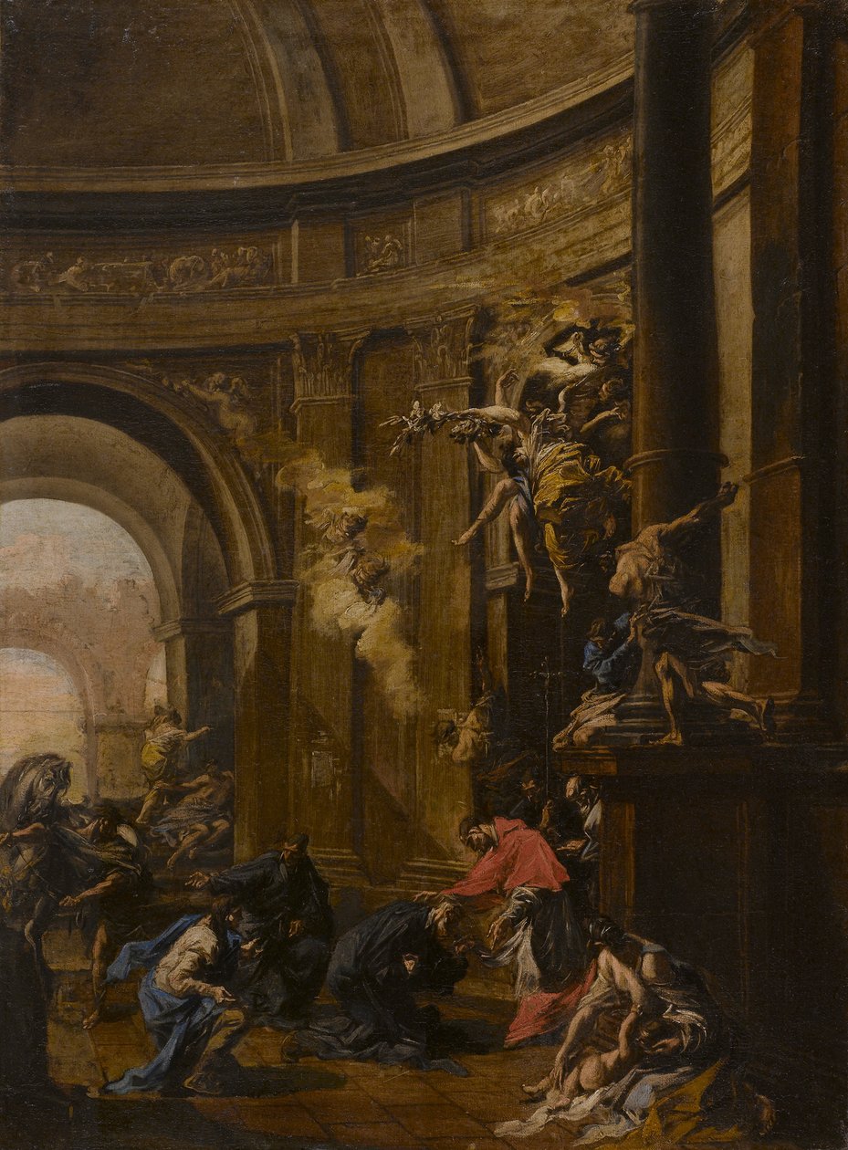 Saint Carlo Borromeo mottar oblatene av Alessandro Magnasco
