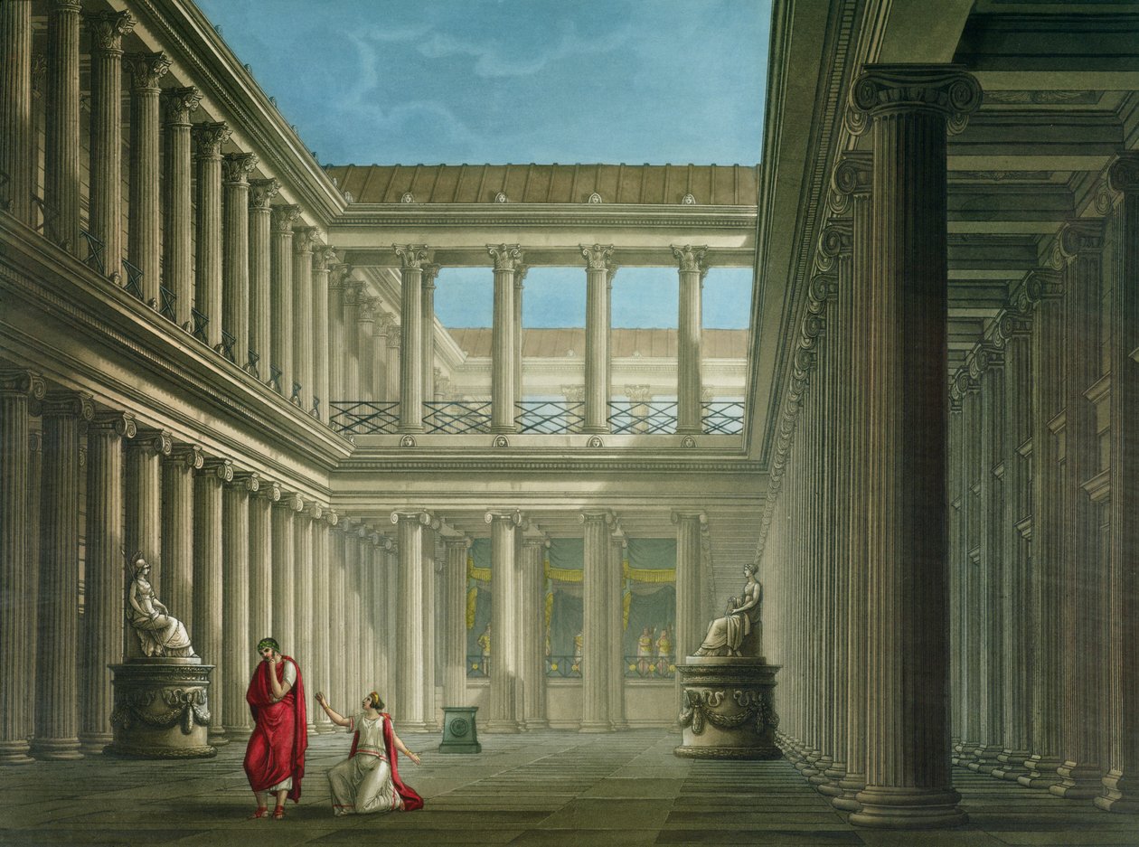 Interiør av basilikaen i Pompeii, design for operaen 