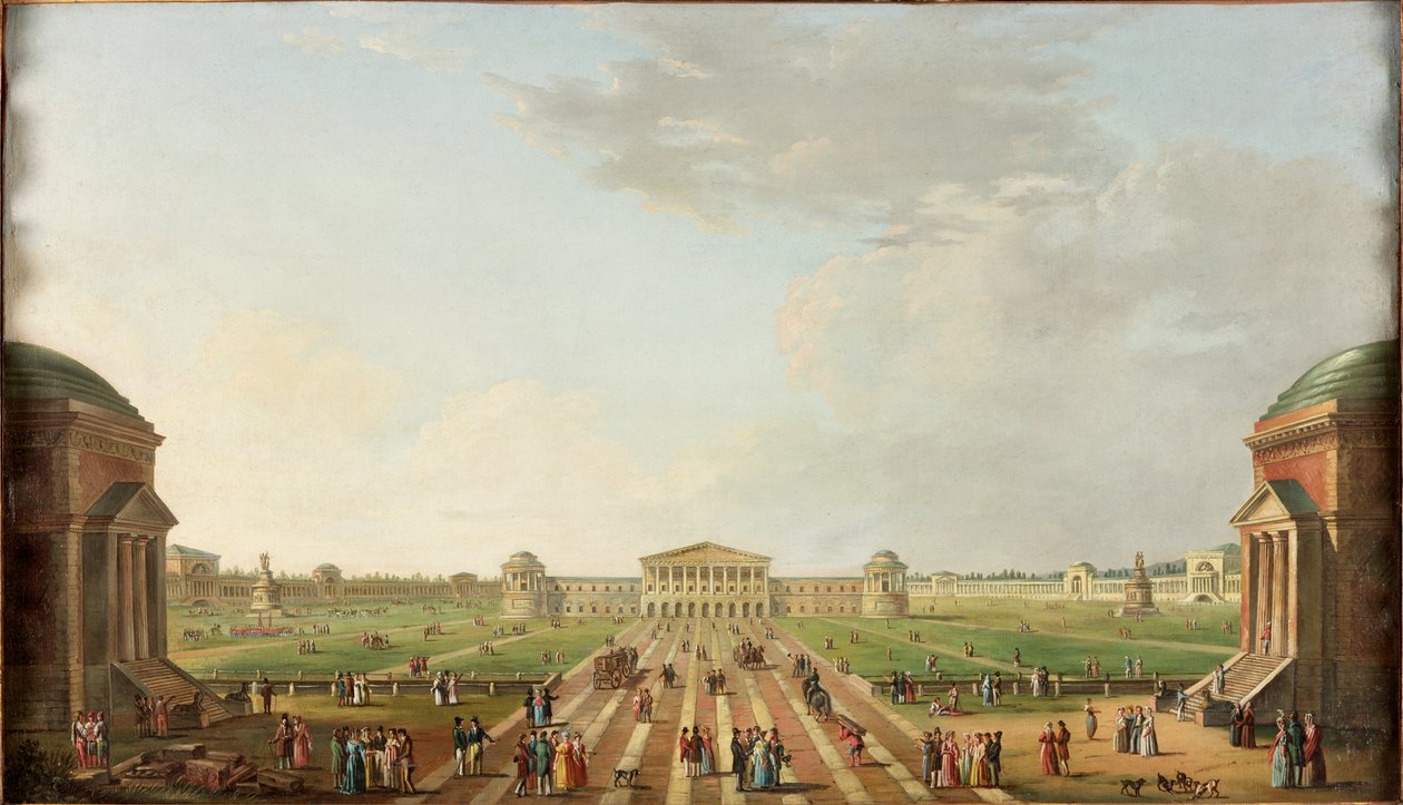 Utsikt over den prosjekterte Foro Bonaparte, Milano, ca. 1800 av Alessandro Sanquirico