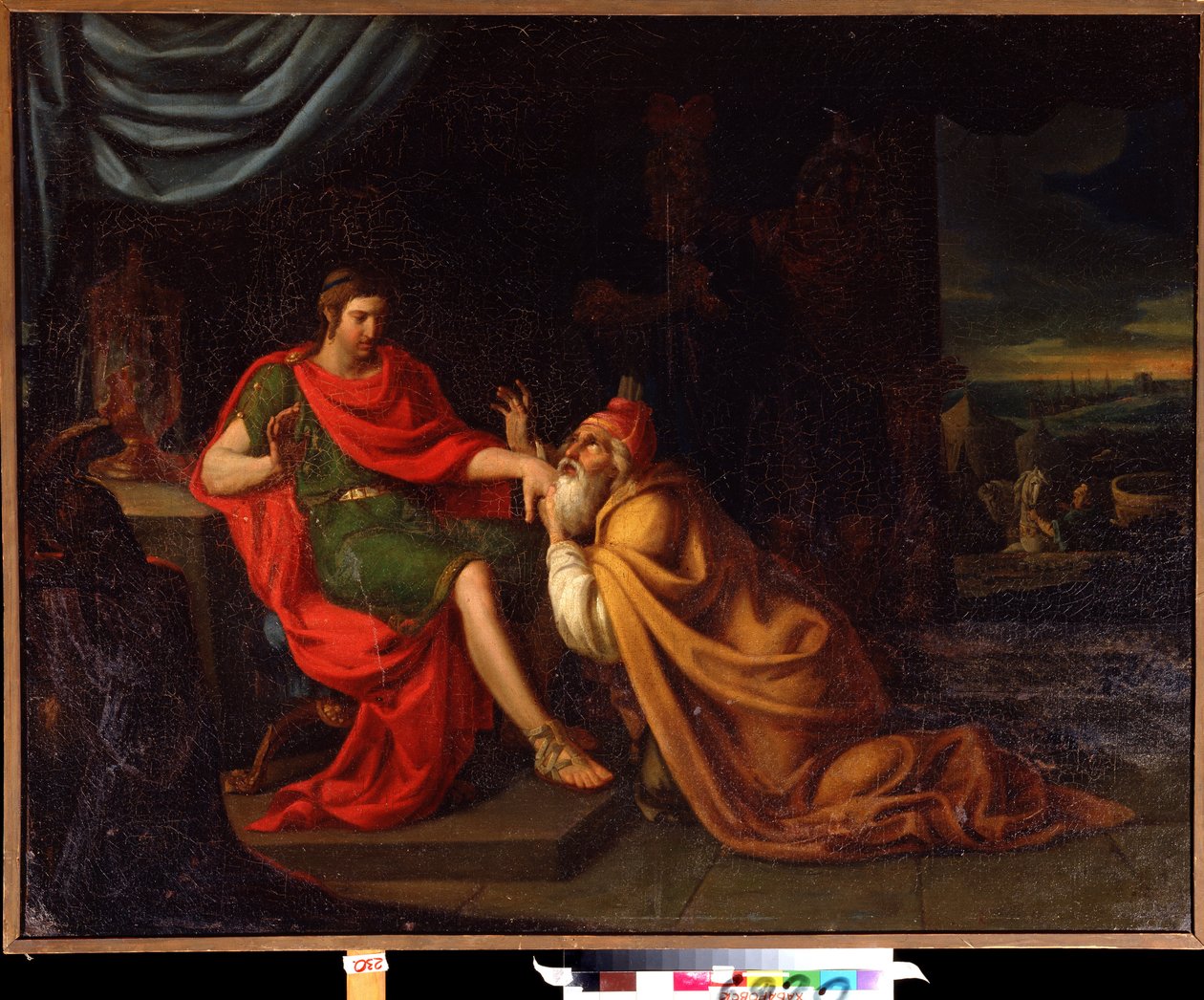 Priam og Achilles. Scene med karakterer fra den trojanske krigen. Maleri av Alessandro Varotari kjent som Il Padovanino (1588-1649). Olje på lerret. Venetiansk kunst, barokkstil. Far Eastern Art Museum, Khabarovsk, Russland. av Alessandro Varotari