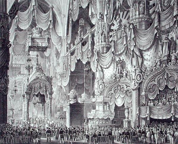 Kroningen av Ferdinand I (1793-1875) i katedralen i Milano av Alessandro (after) Sanquirico