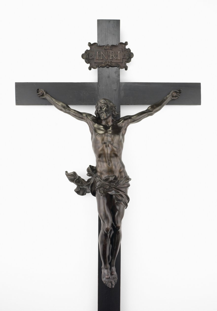 Krusifiks, ca. 1646 (bronse, pæretre med ebonisering og flekker) av Alessandro Algardi