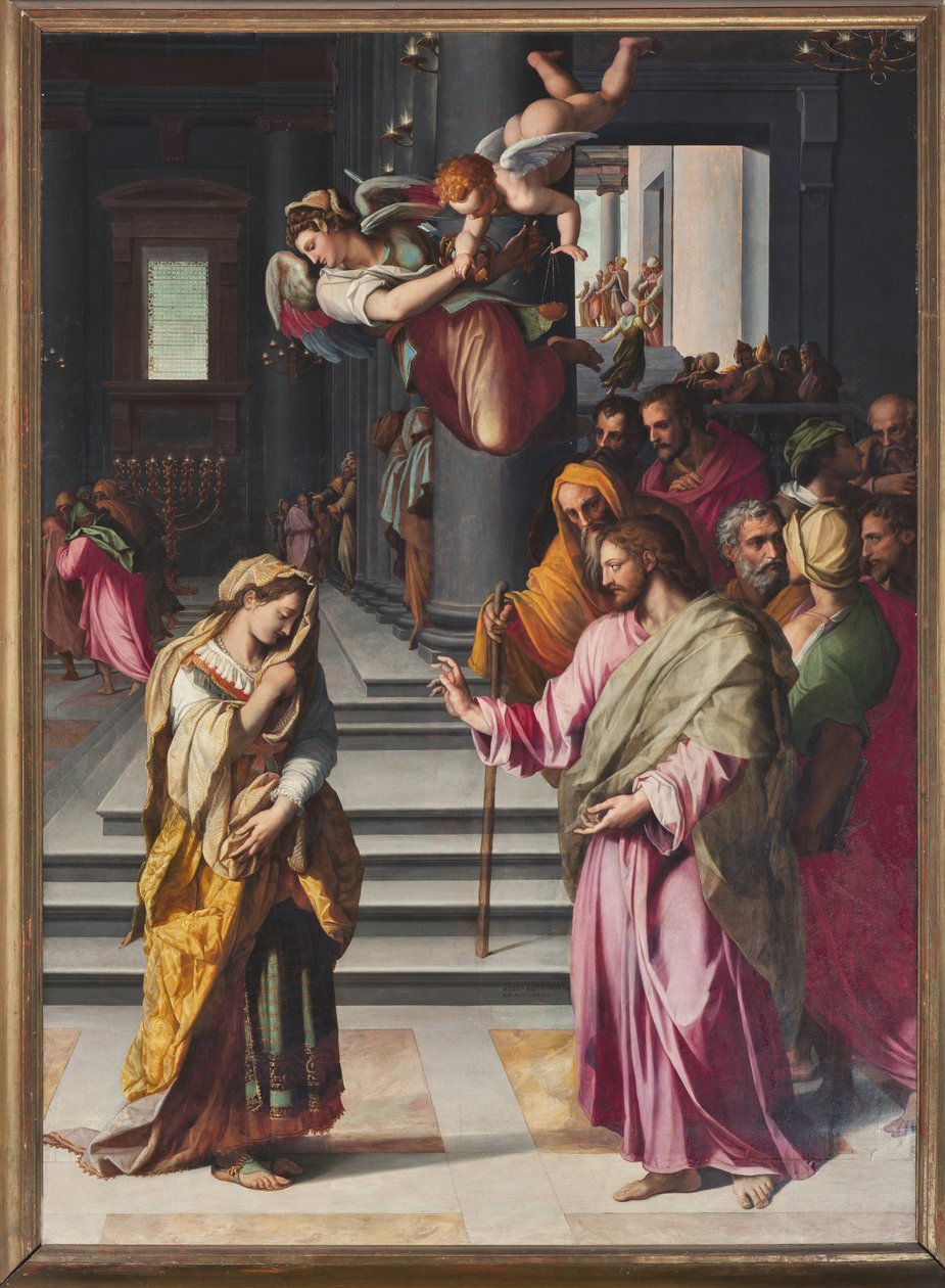 Jesus og kvinnen tatt i utroskap (maleri av Alessandro Allori