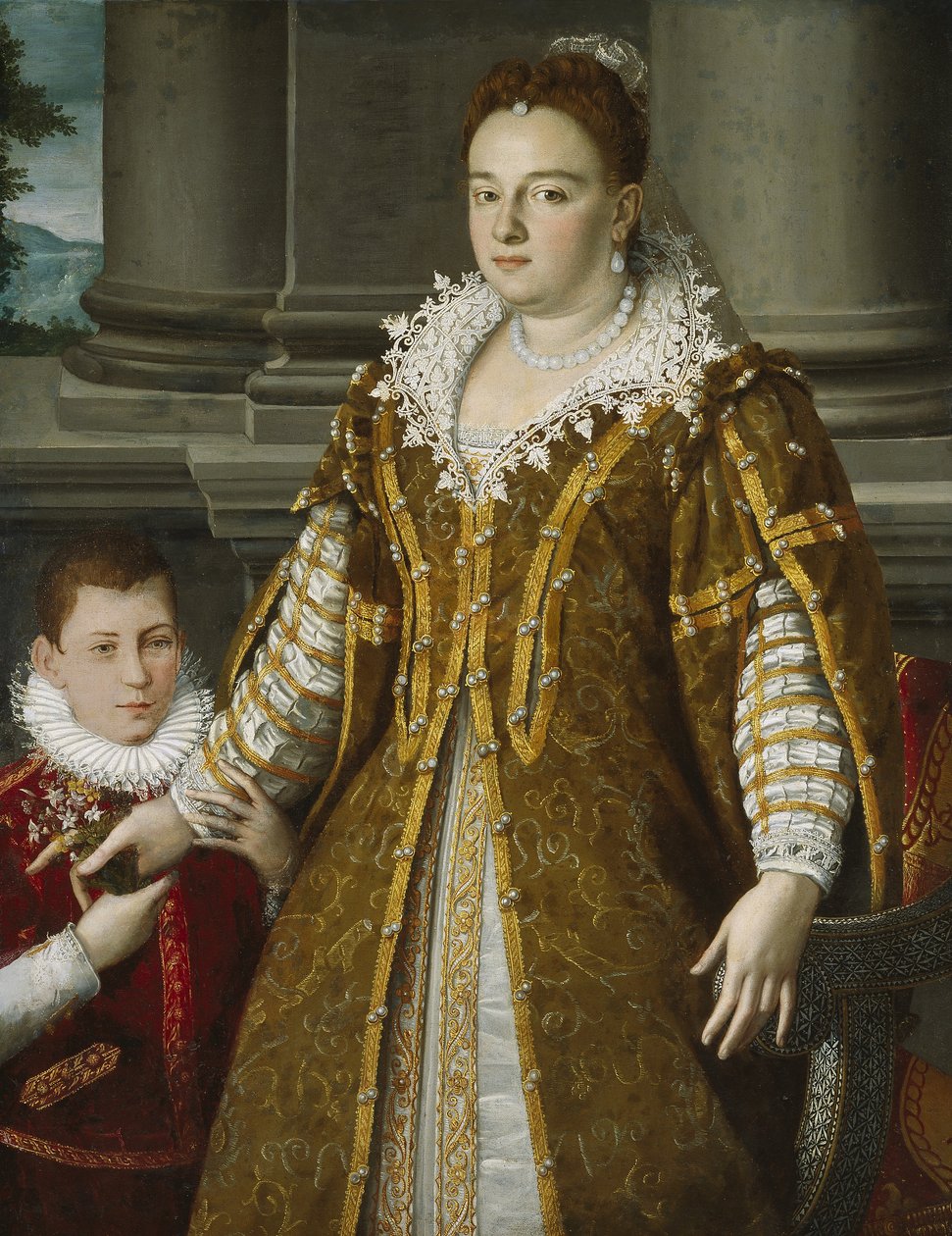 Portrett av storhertuginne Bianca Capello de Medici med sin sønn, ca. 1580-1614 av Alessandro Allori