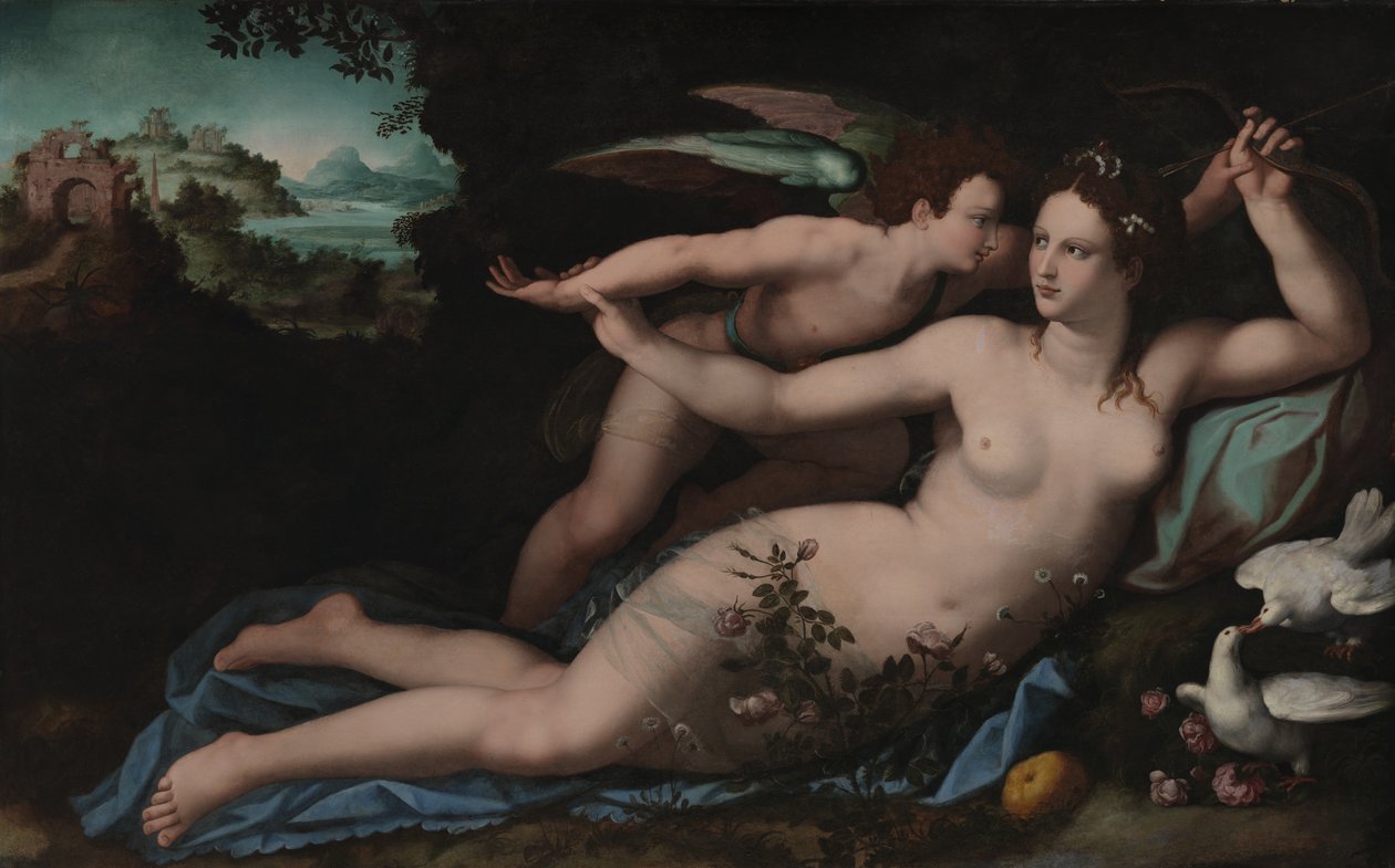 Venus avvæpner Amor av Alessandro Allori