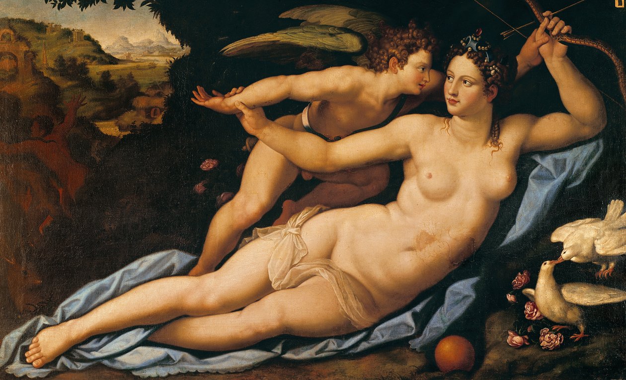 Venus og Amor av Alessandro Allori