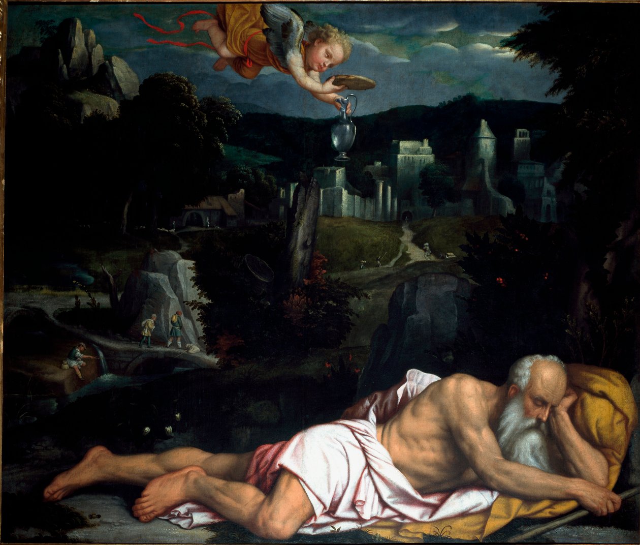 Elie sover Maleri av Alessandro Bonvicino dit il Moretto (1498-1554) Old Cathedral, Brescia av Alessandro Bonvicino Moretto