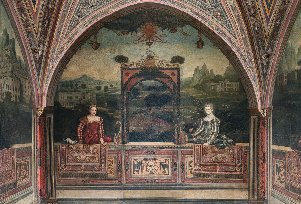Small Room of the Noble Ladies (olje på lerret limt til veggene) av Alessandro Bonvicino Moretto
