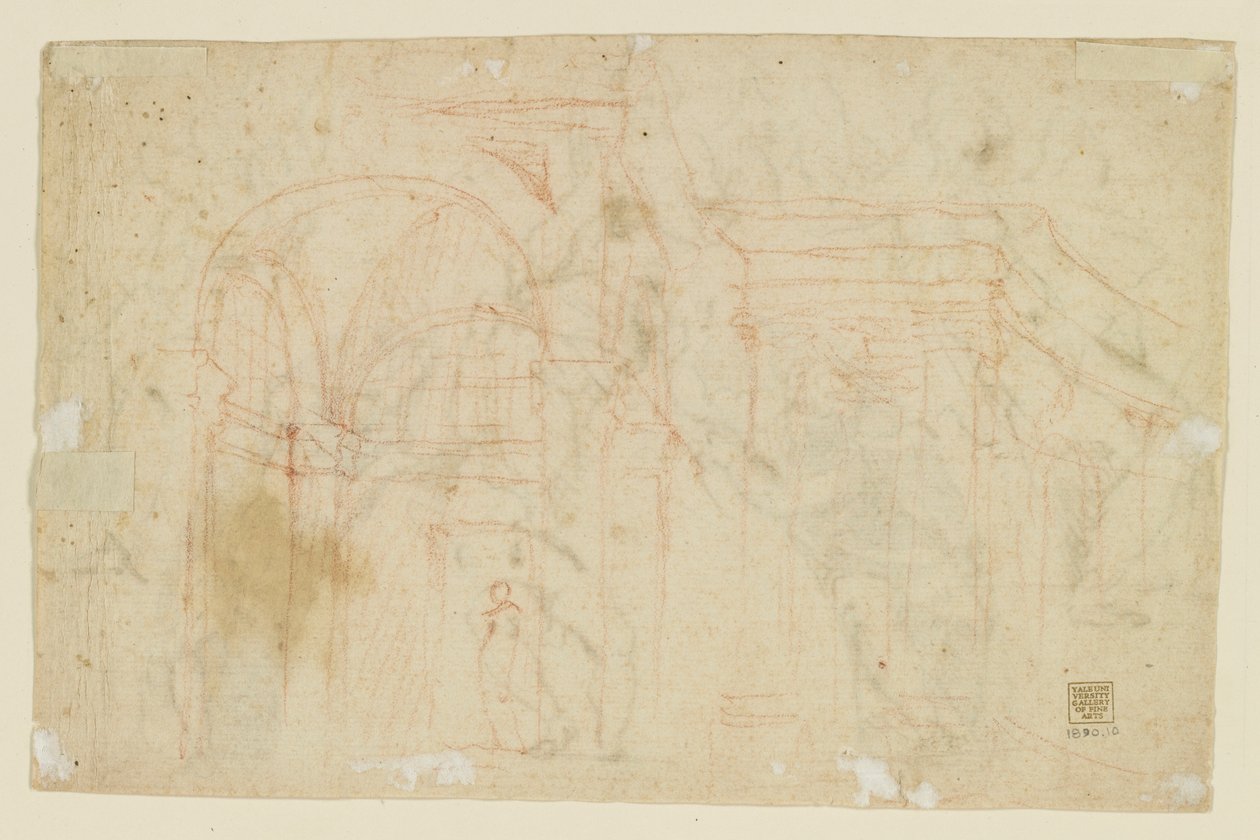 Studier av engler og amoriner (Recto); Arkitektstudier (verso) av Alessandro Casolani