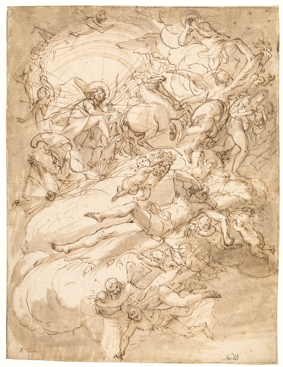 Apollo i sin vogn, design for et takmaleri av Alessandro Gherardini