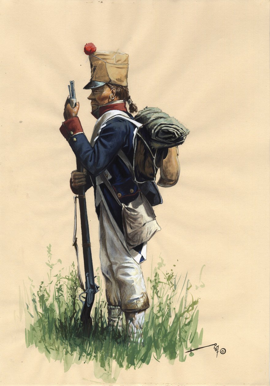 First Empire (1804–1814 og 1815): Fransk infanteristsoldat fra den store Napoleon-hæren i landdrakt av Alessandro Lonati