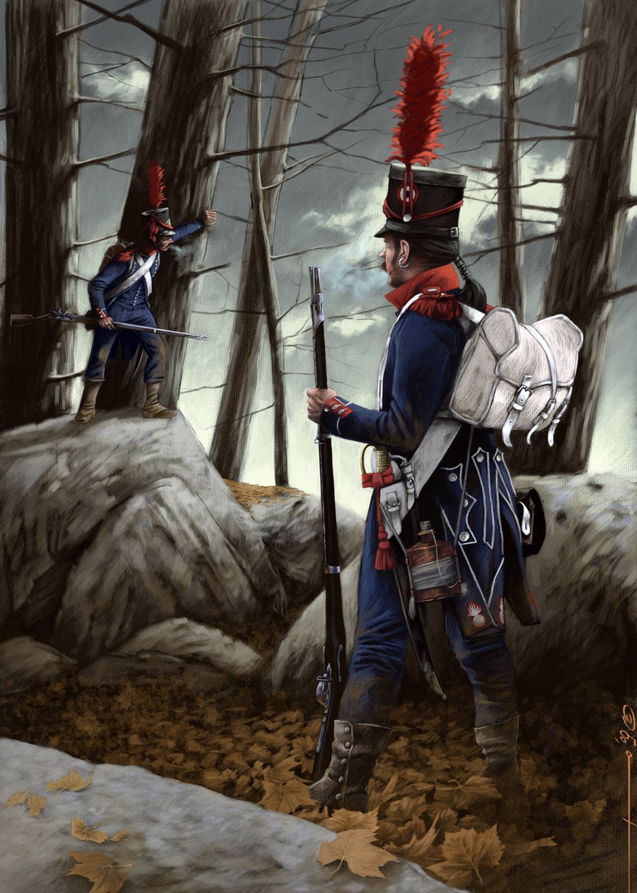 First Empire: Lett infanteririfle fra Great Armee. Tegning av Alessandro Lonati av Alessandro Lonati