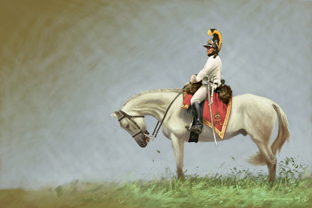 Første imperium: soldat fra det østerrikske kavaleriet. Tegning av Alessandro Lonati av Alessandro Lonati
