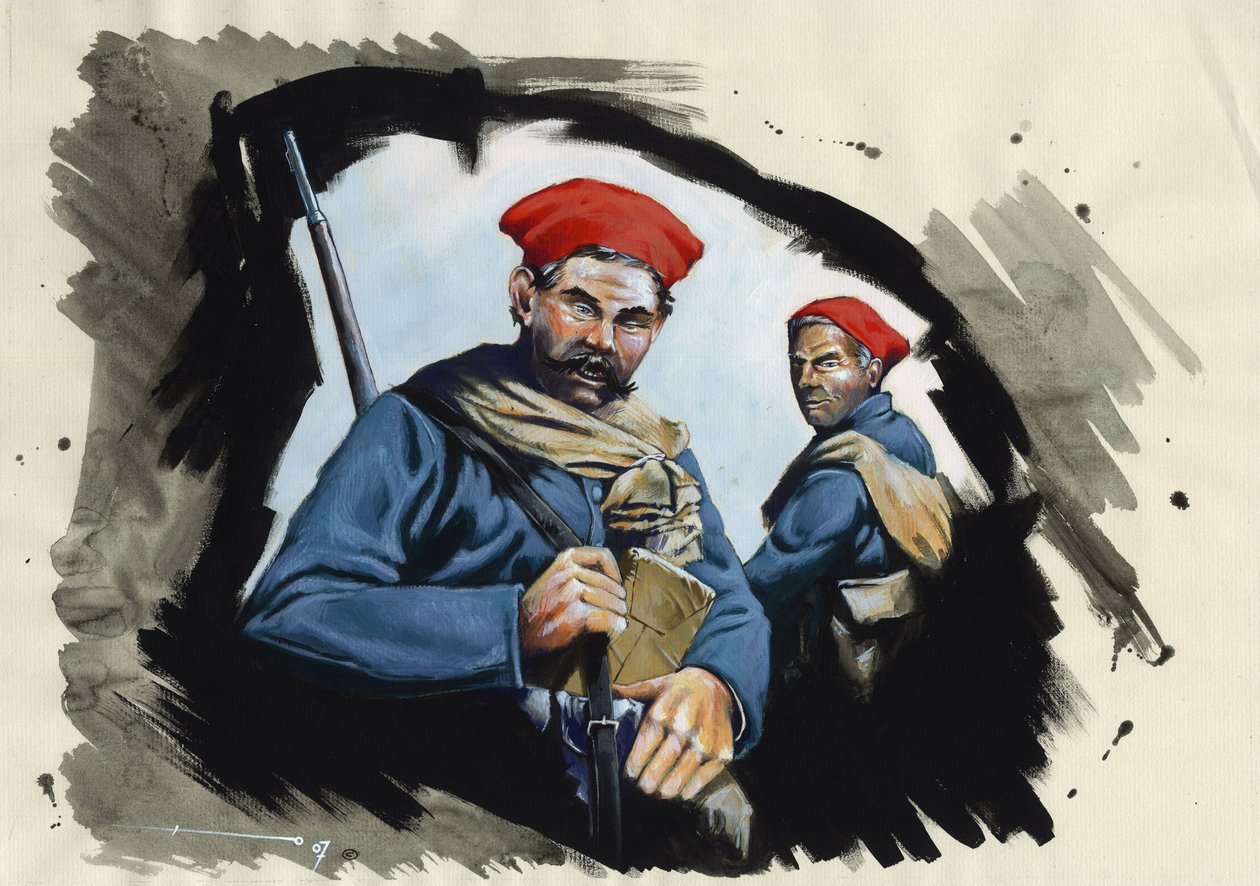 Første verdenskrig 1914-1918: Algeriske soldater fra den franske hæren i en skyttergrav av Alessandro Lonati