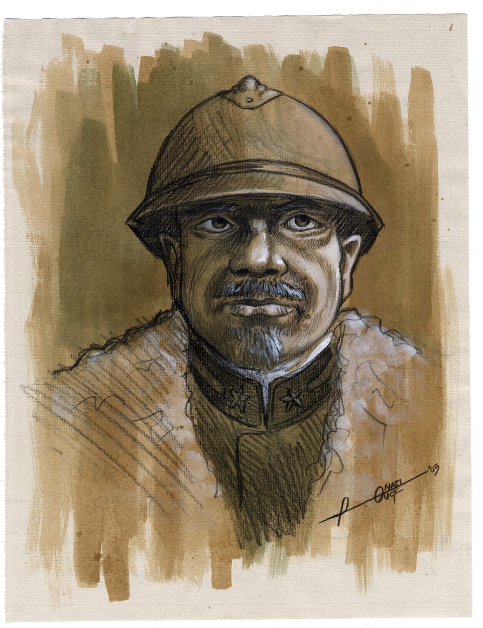 Første verdenskrig 1914-1918: portrett av en soldat fra den italienske hæren i 1915. Tegning av Alessandro Lonati av Alessandro Lonati