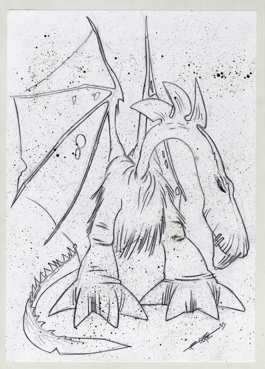 Legendarisk dyr for fantasiillustrasjon: drage. av Alessandro Lonati