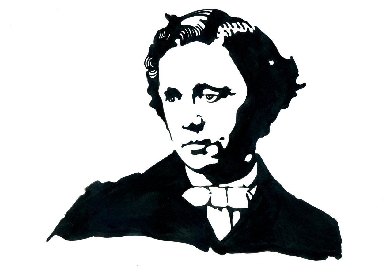 Lewis Carroll, engelsk forfatter - portrett av Lewis Carroll (Charles Lutwidge Dodgson av Alessandro Lonati