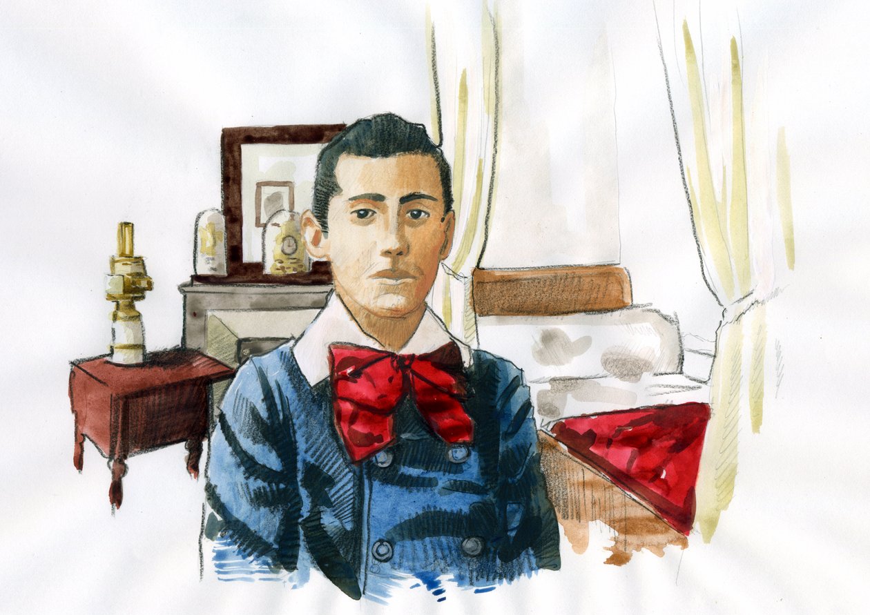 Marcel Proust ung på rommet til sin tante Elisabeth (blekk på papir) av Alessandro Lonati