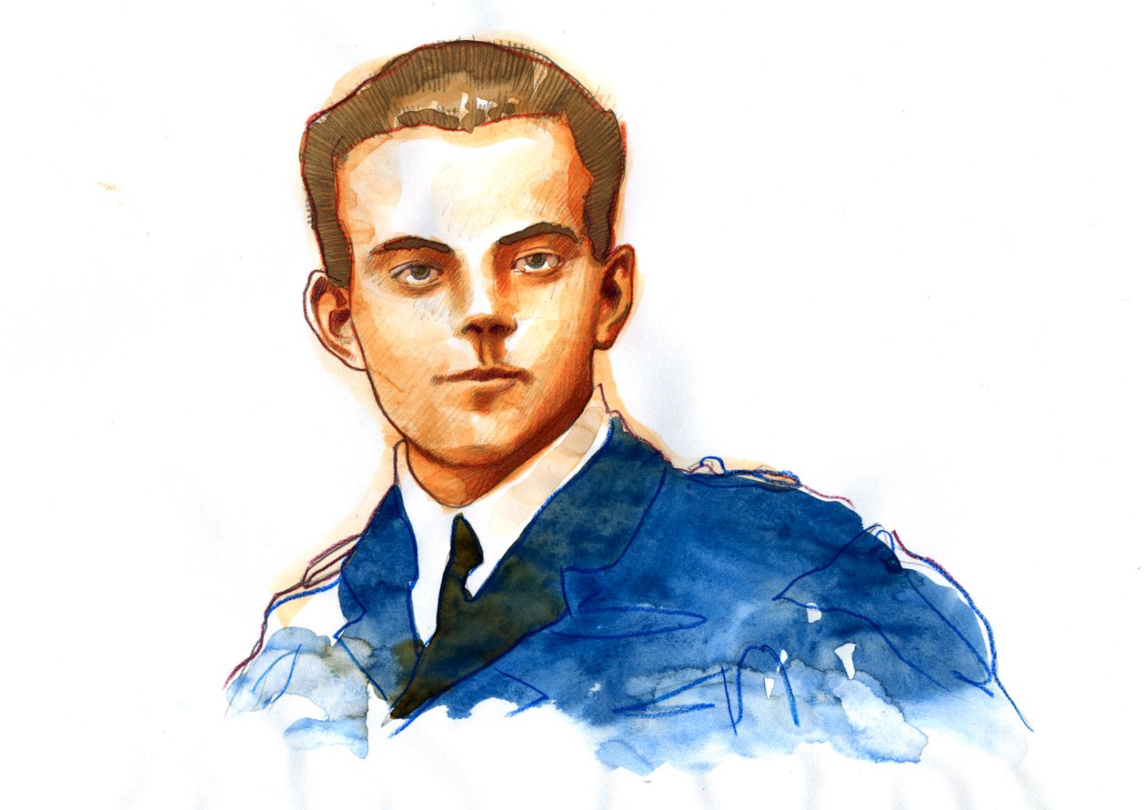 Portrett Antoine de Saint-Exupery (blyant og akvarell på papir) av Alessandro Lonati