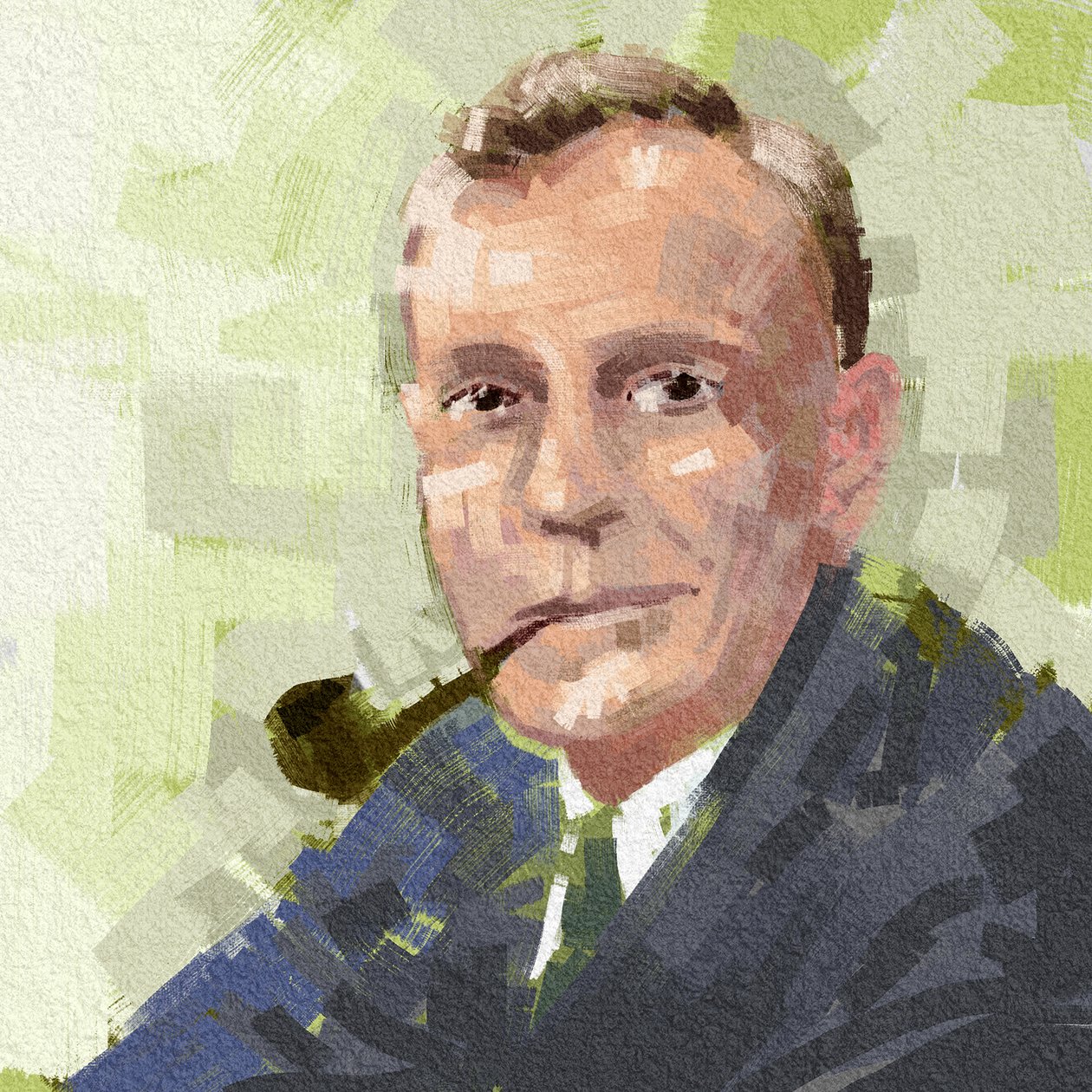 Portrett av astronom Edwin Hubble, 2023 (illustrasjon) av Alessandro Lonati