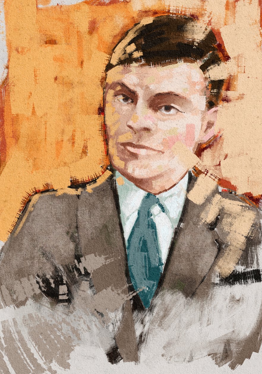 Portrait Of Mathematician Alan Turing, 2023 (illustrasjon) av Alessandro Lonati