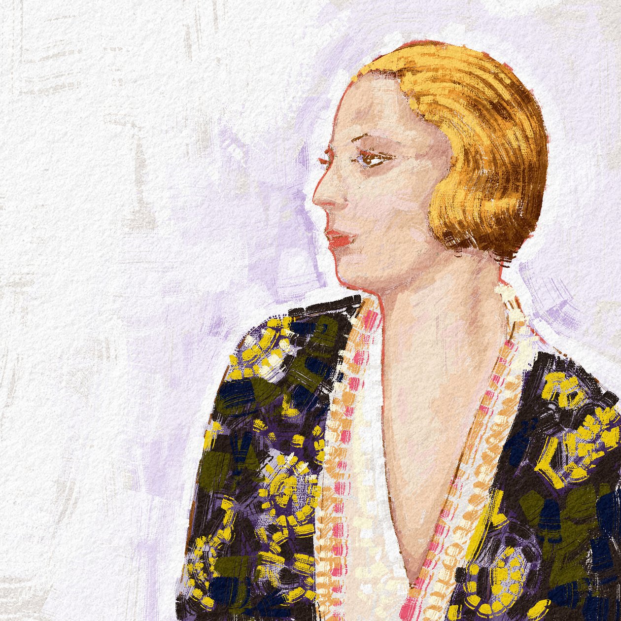 Portrett av den polske kunstneren Tamara De Lempicka, 2023 (illustrasjon) av Alessandro Lonati