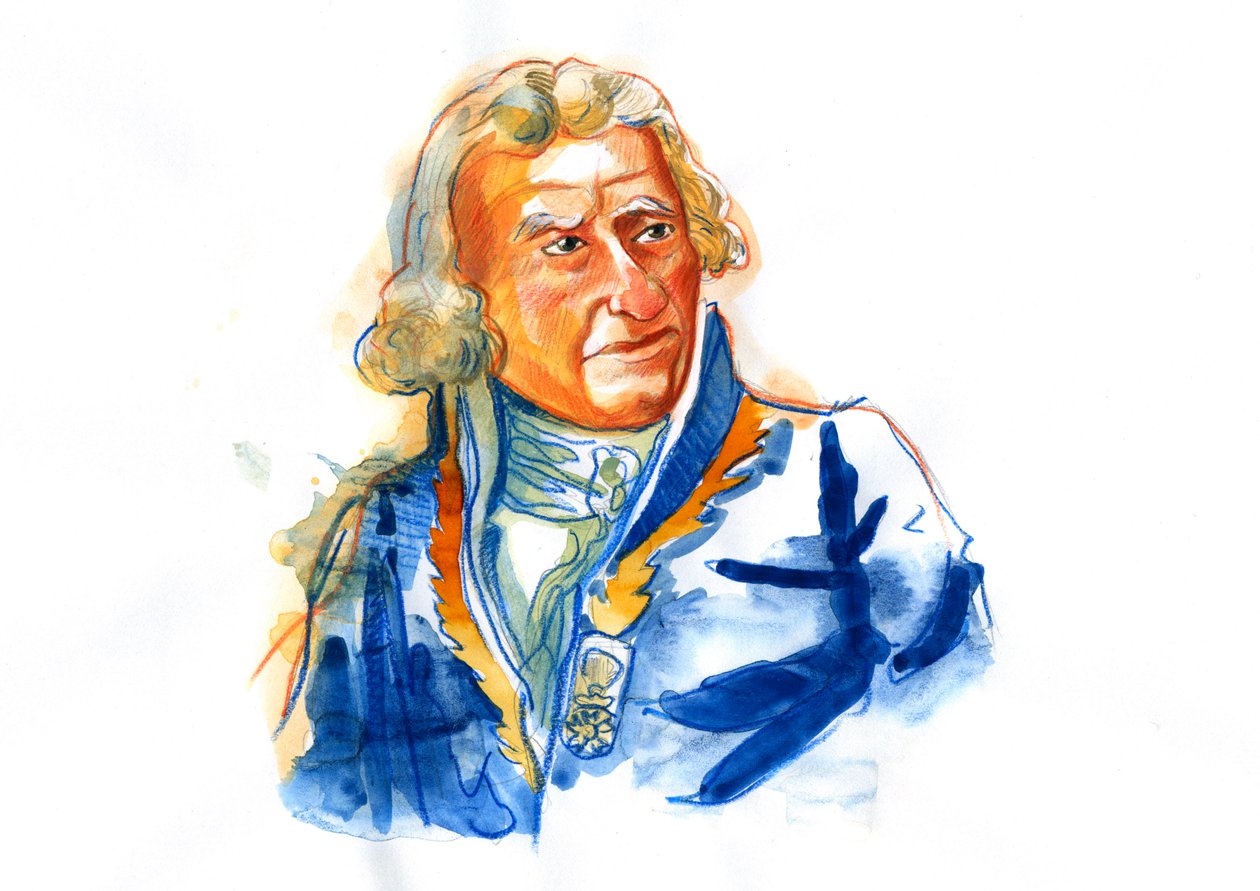 Portrett av baron Antoine Augustin Parmentier (1737-1813), fransk farmasøyt, kostholdsekspert og agronom (Antoine-Augustin Parmentier vokal promoter for poteten som matkilde for mennesker i Frankrike og i hele Europa) av Alessandro Lonati