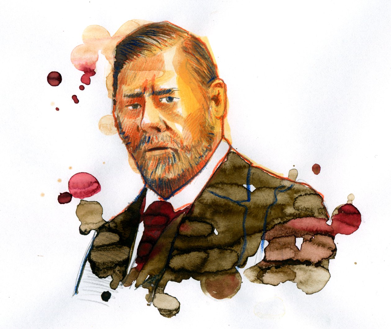 Portrett av Bram STOKER (1847-1912), irsk forfatter forfatter av "Dracula" (Portrett av den irske forfatteren Bram Stoker) av Alessandro Lonati